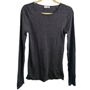 Celtic &Co XS Gray Long Sleeve Merino Wool Knit Top Made In UK Base Layer Warm ~
